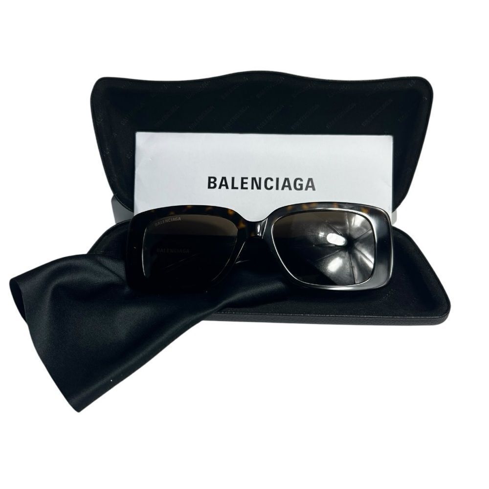 NWOT Balenciaga BB0048S Havana Tortoise Shell Rectangle Square Sunglasses - Picture 9 of 9
